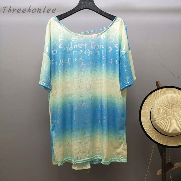 summer fashion ins style woman gradient backless shiny o-neck long t-shirt female large size loose women's, White
summer fashion ins style woman gradient backless shiny o-neck long t-shirt female large size loose women's, White