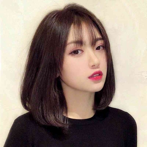 women's middle and wig long clavicle air bangs deduction, beauty reduction, whole set, short straight hair head set, Black
women's middle and wig long clavicle air bangs deduction, beauty reduction, whole set, short straight hair head set, Black