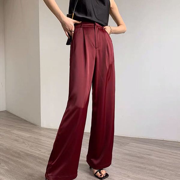 capris female autumn legged femme silk high waist down slacks straight ladies pant suit, Black;white
capris female autumn legged femme silk high waist down slacks straight ladies pant suit, Black;white