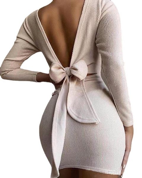 party dresses women's 2021 autumn and winter long-sleeved bag hip skirt solid color female bow knot halter mini dress, White;black
party dresses women's 2021 autumn and winter long-sleeved bag hip skirt solid color female bow knot halter mini dress, White;black