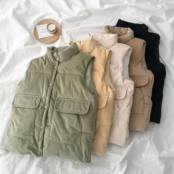 women's vests stand collar corduroy vest coat women autumn winter jacket chaleco mujer single breasted sleeveless waistcoat c6447, Black;white
women's vests stand collar corduroy vest coat women autumn winter jacket chaleco mujer single breasted sleeveless waistcoat c6447, Black;white