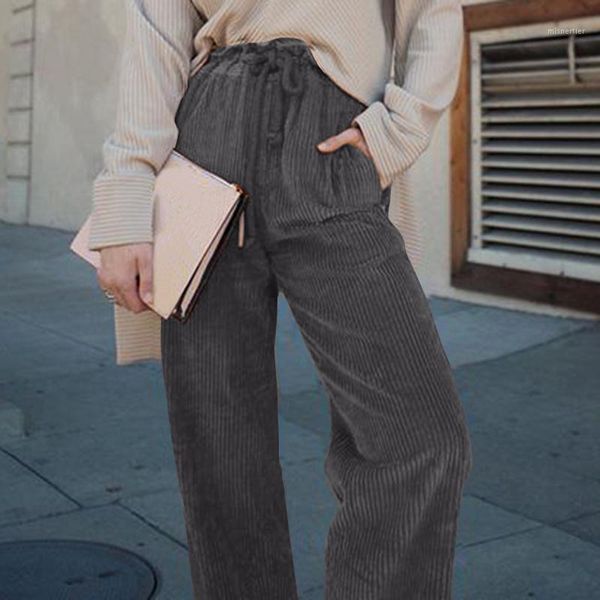 women's pants & capris 2021 celmia fashion corduroy womens elastic high waist solid vintage drawstring wide leg trousers office autumn, Black;white
women's pants & capris 2021 celmia fashion corduroy womens elastic high waist solid vintage drawstring wide leg trousers office autumn, Black;white