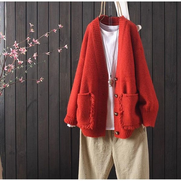 women's knits & tees women korean clothes fashion single-breasted loose knitted cardigan sweater vintage female outerwear long sleeve, White
women's knits & tees women korean clothes fashion single-breasted loose knitted cardigan sweater vintage female outerwear long sleeve, White