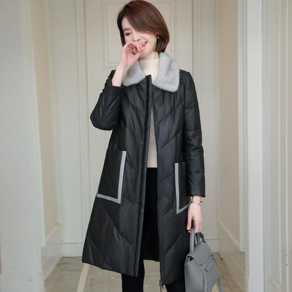 women's fur & faux 2021 autumn and winter high-quality leather down jacket mink collar fashion sheepskin long coat large size 4xl, Black
women's fur & faux 2021 autumn and winter high-quality leather down jacket mink collar fashion sheepskin long coat large size 4xl, Black