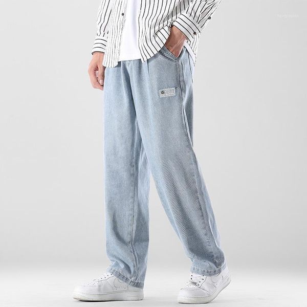 men's jeans 2021 autumn light baggy streetwear korean style elastic waist straight wide leg pants male brand clothes, Blue
men's jeans 2021 autumn light baggy streetwear korean style elastic waist straight wide leg pants male brand clothes, Blue