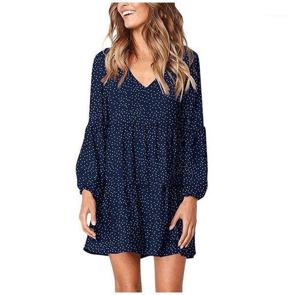 ladies casual polka dot v-neck dress short sleeve ruffled loose swing family birthday banquet z1126 dresses, Black;gray
ladies casual polka dot v-neck dress short sleeve ruffled loose swing family birthday banquet z1126 dresses, Black;gray