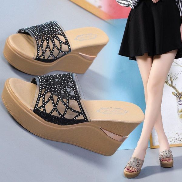 slippers women's slipper fashion casual high wedge heel toe summer comfortable web celebrity, Black
slippers women's slipper fashion casual high wedge heel toe summer comfortable web celebrity, Black