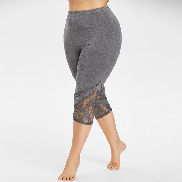 women's leggings women plus size patchwork lace trousers skinny pants high elastic waist summer cropped fitness #5$, Black
women's leggings women plus size patchwork lace trousers skinny pants high elastic waist summer cropped fitness #5$, Black
