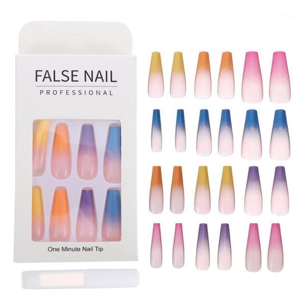 24pcs super long false nails rainbow press on short fake art1, Red;gold
24pcs super long false nails rainbow press on short fake art1, Red;gold