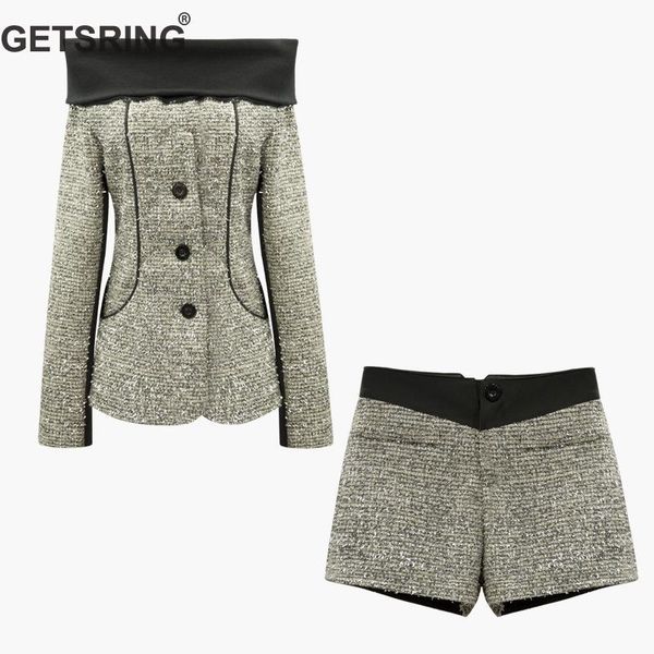 women's two piece pants getsring woman suit slash neck color matching full coat short set 2021 fashion casual cotton sexy, White
women's two piece pants getsring woman suit slash neck color matching full coat short set 2021 fashion casual cotton sexy, White