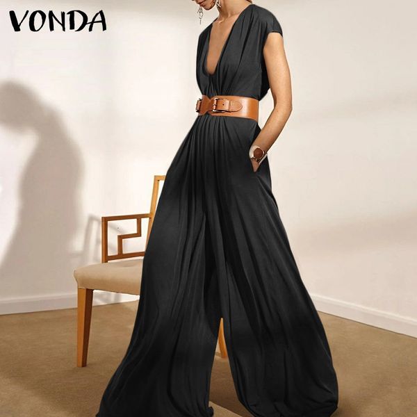 jumpsuit women jumpsuits sleeveless deep v neck wide leg long trousers 2021 vonda palazzo pants playsuits pantalon femme plus size, Black;white
jumpsuit women jumpsuits sleeveless deep v neck wide leg long trousers 2021 vonda palazzo pants playsuits pantalon femme plus size, Black;white