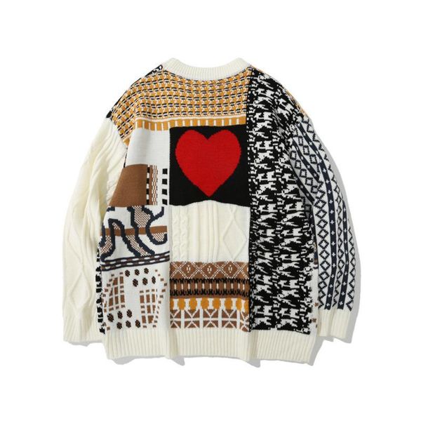 men's sweaters brand shirt fashion love pattern jacquard color contrast twisted kintwear hip hop pullover sweater, White;black
men's sweaters brand shirt fashion love pattern jacquard color contrast twisted kintwear hip hop pullover sweater, White;black