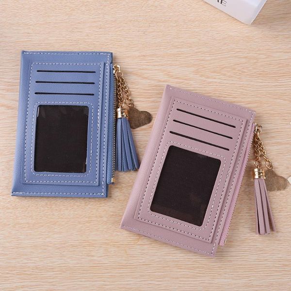 card holders 2021 trend women's wallet pu leather multi layers business holder ladies love tassel zipper mini handbags purses, Brown;gray
card holders 2021 trend women's wallet pu leather multi layers business holder ladies love tassel zipper mini handbags purses, Brown;gray