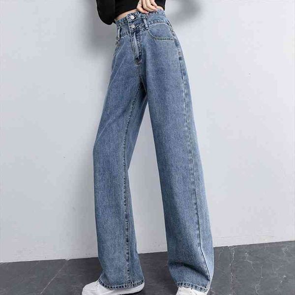 denim pants wide leg women jeans fashion loose thin trousers high wait stacked straight forwork, Blue
denim pants wide leg women jeans fashion loose thin trousers high wait stacked straight forwork, Blue