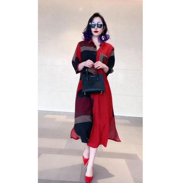 casual dresses summer plus size5xl red splicing dress women 2021 spring autumn korean fashion loose thin cover belly mid-long shirt, Black;gray
casual dresses summer plus size5xl red splicing dress women 2021 spring autumn korean fashion loose thin cover belly mid-long shirt, Black;gray