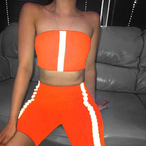 casual reflective striped sleeveless 2 pieces sets women fitness neon color outfits tank and biker shorts summer set women's two piece, White
casual reflective striped sleeveless 2 pieces sets women fitness neon color outfits tank and biker shorts summer set women's two piece, White