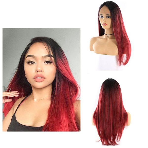 synthetic wigs ombre warm red color high temperature fiber straight 18 inches lace front good quality women, Black
synthetic wigs ombre warm red color high temperature fiber straight 18 inches lace front good quality women, Black