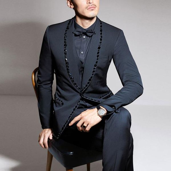 men's suits & blazers navy blue rhonestone men stunning 3 piece groom tuxedo for wedding prom with shawl lapel custom man fashion cloth, White;black
men's suits & blazers navy blue rhonestone men stunning 3 piece groom tuxedo for wedding prom with shawl lapel custom man fashion cloth, White;black