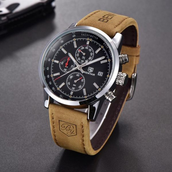 wristwatches benyar date quartz watch men casual military sports watches leather wristwatch male relogio masculino clock, Slivery;brown
wristwatches benyar date quartz watch men casual military sports watches leather wristwatch male relogio masculino clock, Slivery;brown