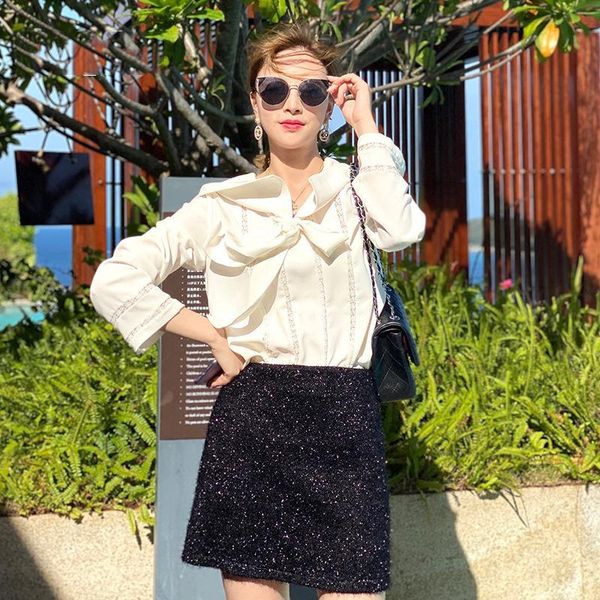 women's jackets small fragrance suit autumn french design sense of celebrity light mature temperament chiffon shirt, Black;brown
women's jackets small fragrance suit autumn french design sense of celebrity light mature temperament chiffon shirt, Black;brown