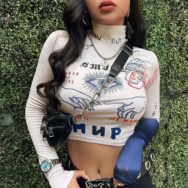 women long sleeve turtleneck letters print slim skinny t fashion autumn streetwear basic hip hop top, White
women long sleeve turtleneck letters print slim skinny t fashion autumn streetwear basic hip hop top, White