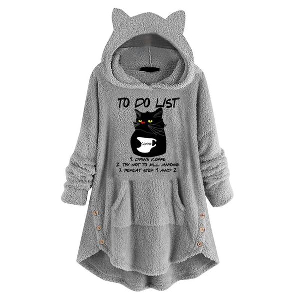 women's hoodies & sweatshirts women comfortable long sleeve cat ear pullover hoodie fleece cute printed with button pockets sudaderas c, Black
women's hoodies & sweatshirts women comfortable long sleeve cat ear pullover hoodie fleece cute printed with button pockets sudaderas c, Black