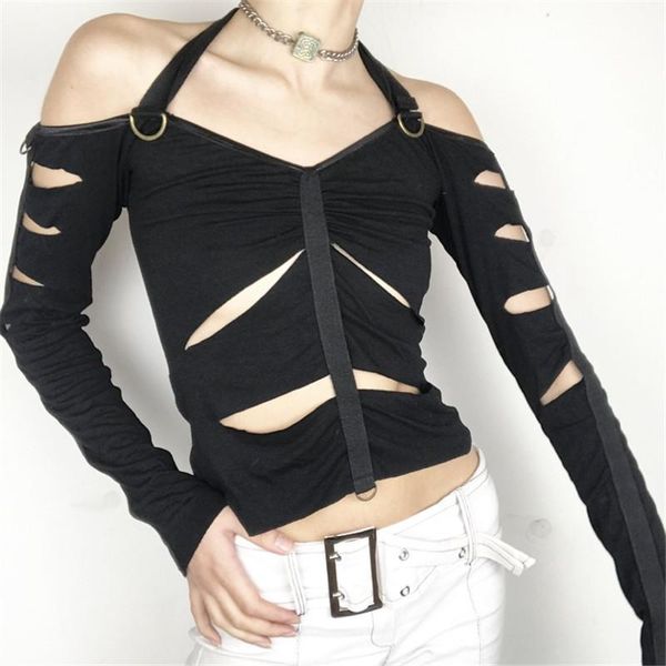 women's t-shirt women gothic harajuku pullovers tees e-girl grunge hollow out autumn long sleeve off shoulder halter crop top, White
women's t-shirt women gothic harajuku pullovers tees e-girl grunge hollow out autumn long sleeve off shoulder halter crop top, White