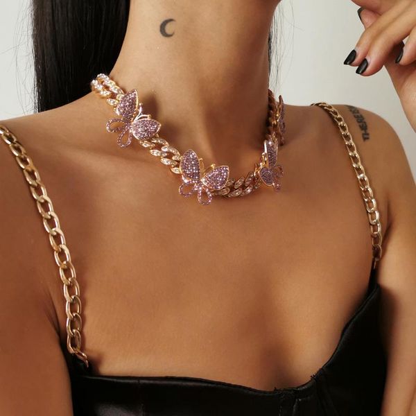 pendant necklaces hip hop jewelry bling hinestone cuban link chain butterfly choker gold necklace, Silver
pendant necklaces hip hop jewelry bling hinestone cuban link chain butterfly choker gold necklace, Silver