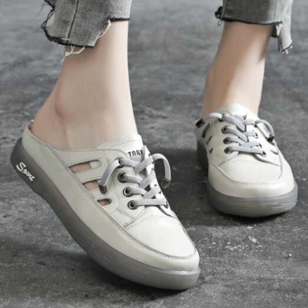 slipper genuine leather flat spring autumn half female baotou fashion casual hollow out shoes qq759 210625, Black
slipper genuine leather flat spring autumn half female baotou fashion casual hollow out shoes qq759 210625, Black