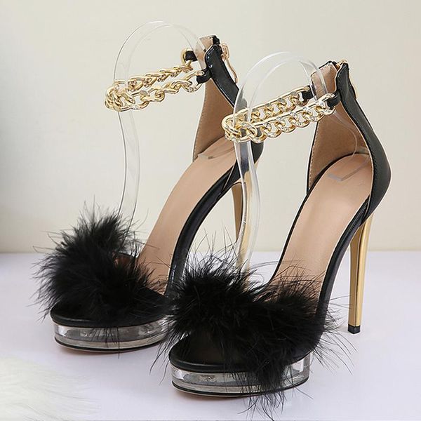 sandals fashion transparent bottom platform fur slider women open toe zip ankle crystal chain strap shoes pumps stiletto heels, Black
sandals fashion transparent bottom platform fur slider women open toe zip ankle crystal chain strap shoes pumps stiletto heels, Black