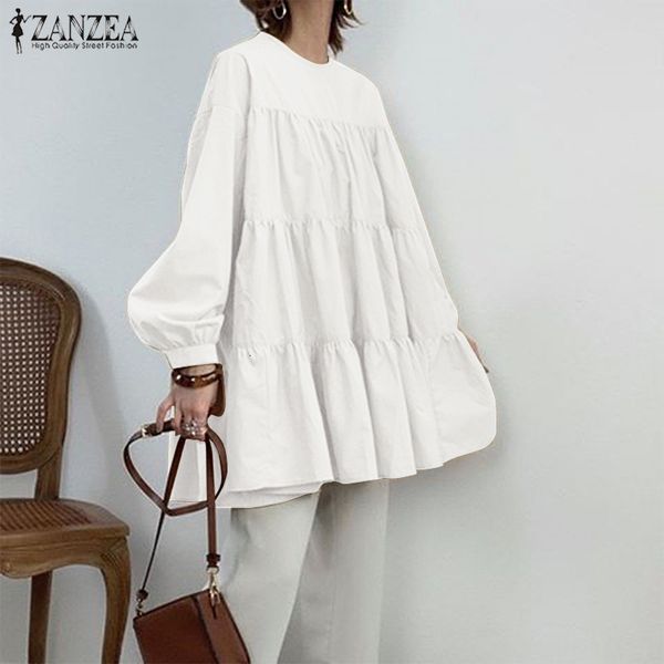 blouses plus size elegant ruffle women's spring blouse 2021 casual lantern sleeve shirts female o neck blusas tunic chemise, White
blouses plus size elegant ruffle women's spring blouse 2021 casual lantern sleeve shirts female o neck blusas tunic chemise, White