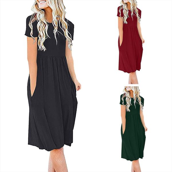 fashion summer casual loose solid women dresses short sleeved high waisted beach with pockets vestidos mujer, Black;gray
fashion summer casual loose solid women dresses short sleeved high waisted beach with pockets vestidos mujer, Black;gray