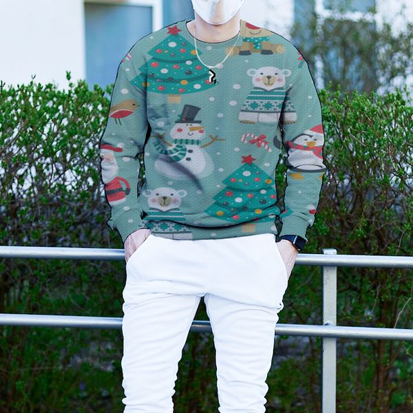 men's christmas 3d printing long sleeve hoodless sweater christmas snowman and bear pattern clothing, White;black
men's christmas 3d printing long sleeve hoodless sweater christmas snowman and bear pattern clothing, White;black