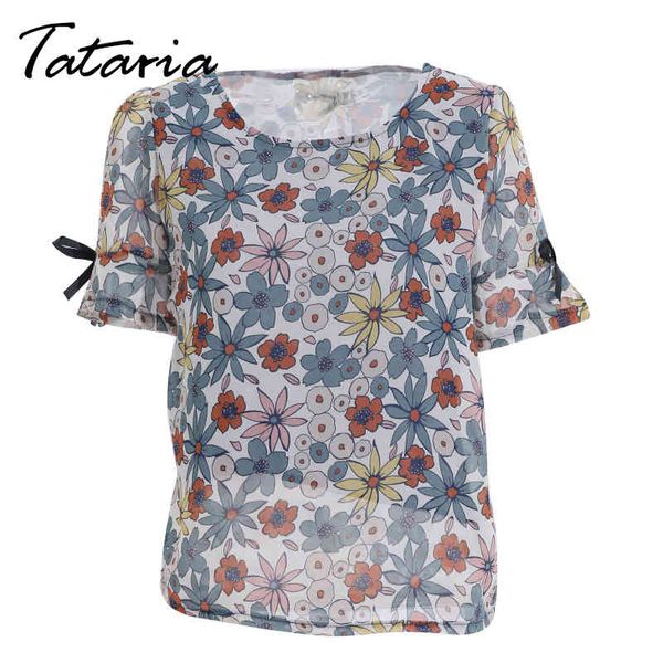 women's floral print chiffon blouses summer short sleeve o neck feminine vetement femme ladies shirts tataria 210514, White
women's floral print chiffon blouses summer short sleeve o neck feminine vetement femme ladies shirts tataria 210514, White