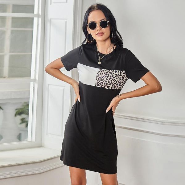 casual dresses donsignet fashion women's dress summer round neck pullover solid color leopard stitch short sleeve high waist, Black;gray
casual dresses donsignet fashion women's dress summer round neck pullover solid color leopard stitch short sleeve high waist, Black;gray