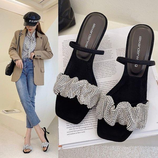 slippers high-heeled shoes lady woman's low luxury slides 2021 summer thin designer cotton fabric pu scandals rome fashion, Black
slippers high-heeled shoes lady woman's low luxury slides 2021 summer thin designer cotton fabric pu scandals rome fashion, Black