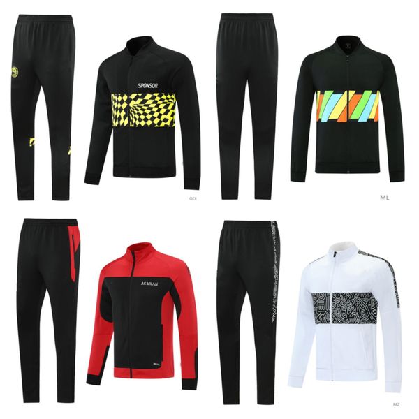 2021 2022 survetement jacket training suit soccer tracksuits icardi mbappe di maria kean tracksuit football jacket tracksuit set, Black