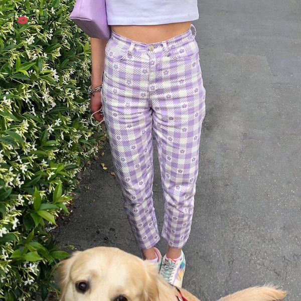 women's jeans tossy purple plaid y2k aesthetic women high waist straight pants trousers casual floral printed korean e-girl 2021, Blue
women's jeans tossy purple plaid y2k aesthetic women high waist straight pants trousers casual floral printed korean e-girl 2021, Blue