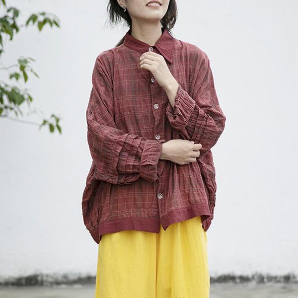fairynatural ladies red plaid retro shirts and irregular collar 2021 spring autumn loose fold casual clothes women's blouses &, White
fairynatural ladies red plaid retro shirts and irregular collar 2021 spring autumn loose fold casual clothes women's blouses &, White