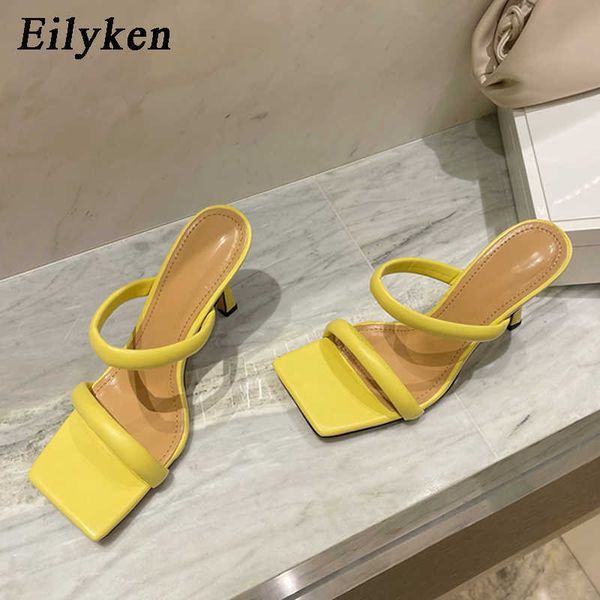 eilyken summer yellow white thin heels slippers sandals women square toe mules slippers beach leisure slides 210908, Black
eilyken summer yellow white thin heels slippers sandals women square toe mules slippers beach leisure slides 210908, Black