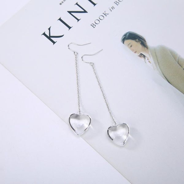 small fan sister japanese-korean version of personality earrings, the long transparent love glass earrings female stud, Golden;silver
small fan sister japanese-korean version of personality earrings, the long transparent love glass earrings female stud, Golden;silver