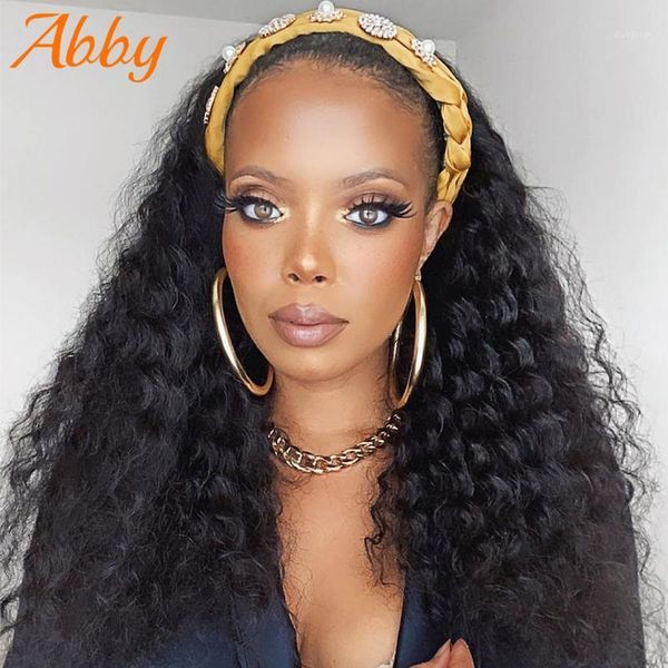 30" 32" long deep wave headband wigs for women human hair 150% density scarf wig1, Black;brown
30" 32" long deep wave headband wigs for women human hair 150% density scarf wig1, Black;brown