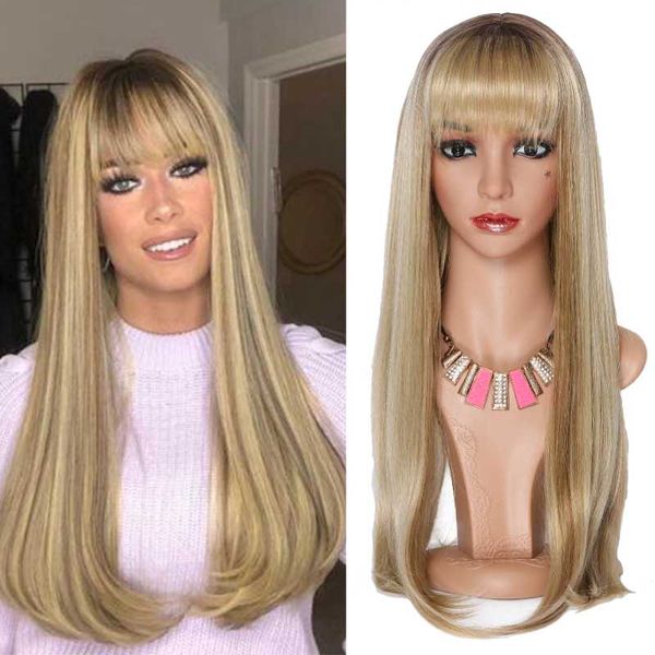 synthetic wigs long highlight blonde brown women's with bangs heat resistant straight for black women african american hair
synthetic wigs long highlight blonde brown women's with bangs heat resistant straight for black women african american hair