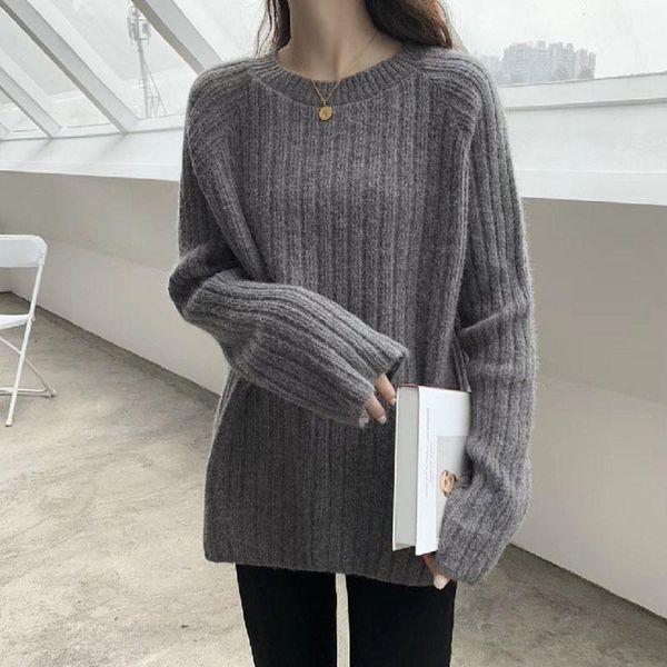 women's sweaters 2021 mid-length knitted fashion sweater women autumn loose basic vertical stripes pullovers ladies korean bottoming ju, White;black
women's sweaters 2021 mid-length knitted fashion sweater women autumn loose basic vertical stripes pullovers ladies korean bottoming ju, White;black