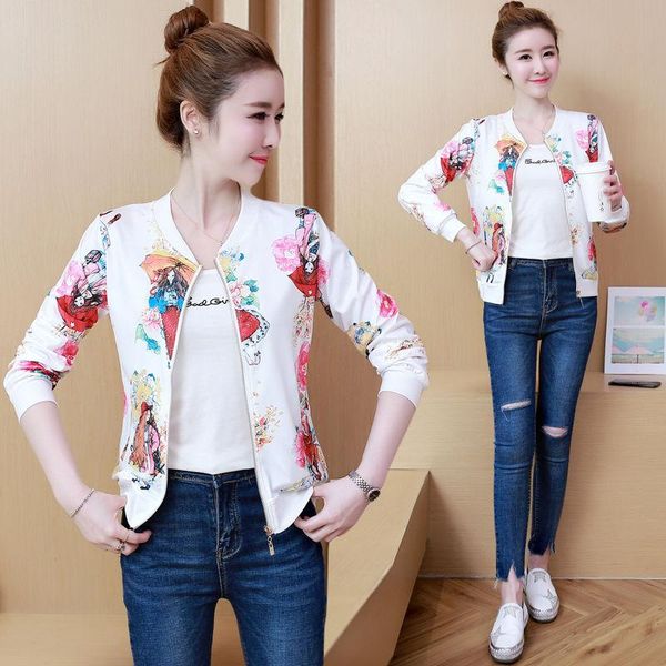 women's jackets 2021 women spring autumn elegant female slim floral print zipper long sleeve bomber jacket casual loose thin i442, Black;brown
women's jackets 2021 women spring autumn elegant female slim floral print zipper long sleeve bomber jacket casual loose thin i442, Black;brown
