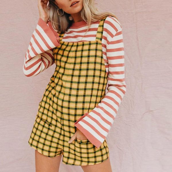 women's jumpsuits & rompers women casual plaid adjustable cotton pockets elastic band shorts pants playsuit harem ladies overall playsu, Black;white
women's jumpsuits & rompers women casual plaid adjustable cotton pockets elastic band shorts pants playsuit harem ladies overall playsu, Black;white