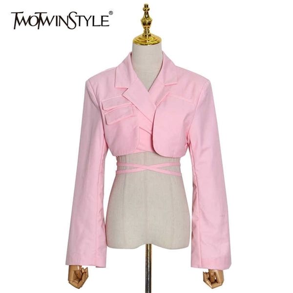 twotwinstyle cross short black blazer for women notched long sleeve hollow out casual blazers female fashion clothing 211120, White;black
twotwinstyle cross short black blazer for women notched long sleeve hollow out casual blazers female fashion clothing 211120, White;black