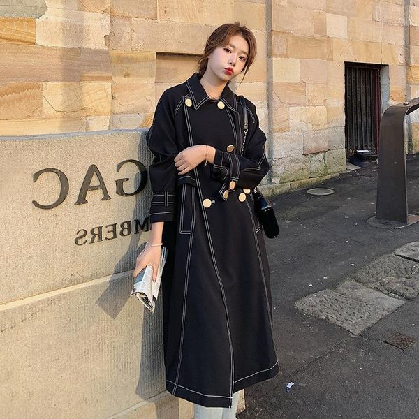 women's trench coats real s mid long windbreaker over knee fashion temperament double breasted coat 2021 spring autumn, Tan;black
women's trench coats real s mid long windbreaker over knee fashion temperament double breasted coat 2021 spring autumn, Tan;black