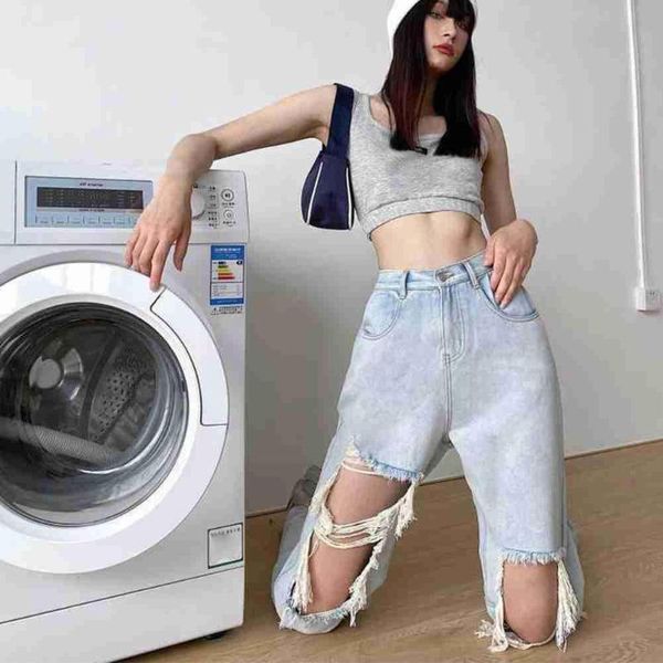 women's jeans 2021 summer fashion women high waist casual ripped straight hip denim hop loose leg pants t5b9, Blue
women's jeans 2021 summer fashion women high waist casual ripped straight hip denim hop loose leg pants t5b9, Blue
