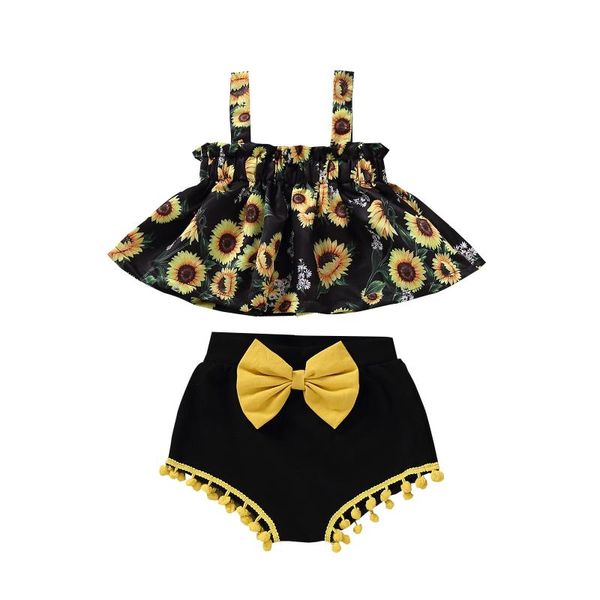 clothing sets infant born baby girl sunflower printed suspender skirt hem with bow decoration triangle shorts 2pcs summer clothes set, White
clothing sets infant born baby girl sunflower printed suspender skirt hem with bow decoration triangle shorts 2pcs summer clothes set, White